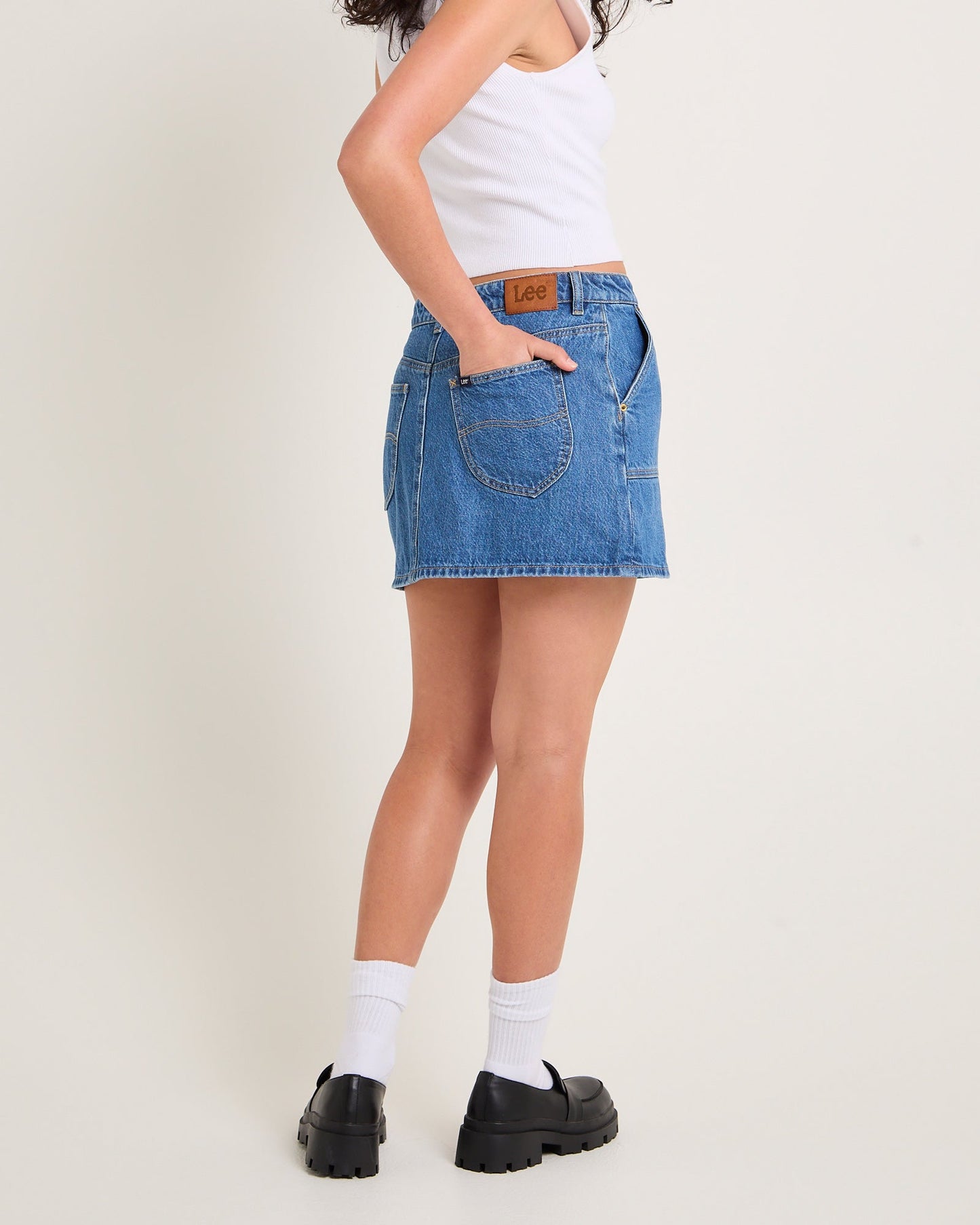 Worker Denim Mini Skirt