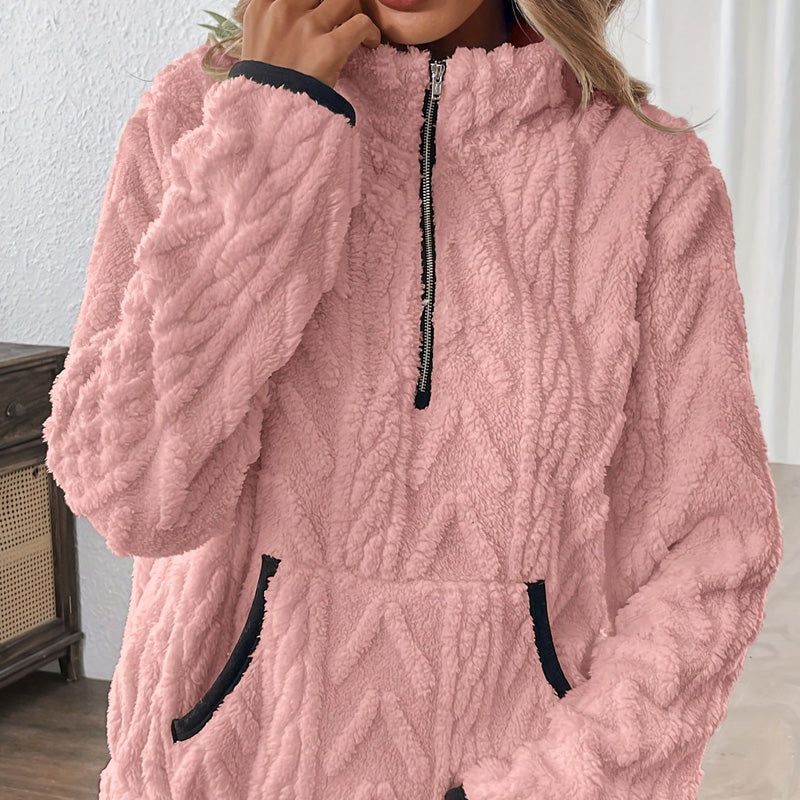Half-Zip Fuzzy Sweatshirt 🍂 | Cloud-Soft + Roomy Pockets – Comfy Daily/Lounge